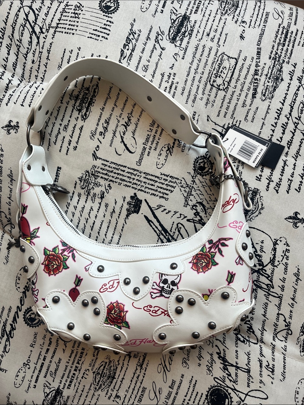 Ed Hardy White Shoulder Bag NWT